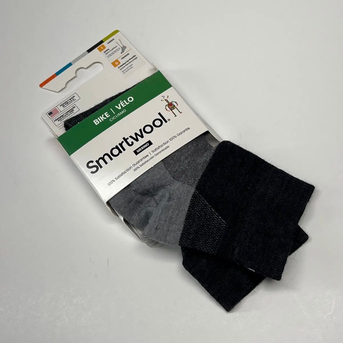 Smartwool Bike Zero Cushion Ankle Socks Sz L Black Merino - New