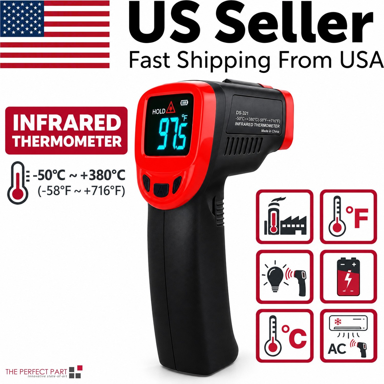 LCD Digital Non-contact Laser IR Infrared Thermometer Temp Meter Temperature Gun
