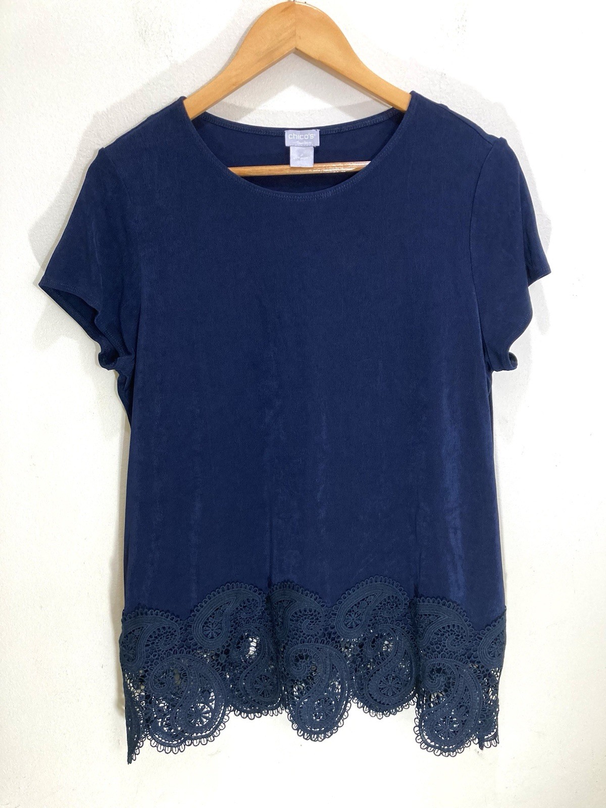 Chico’s Travelers Women’s Top Size 2 Large Blue Blouse