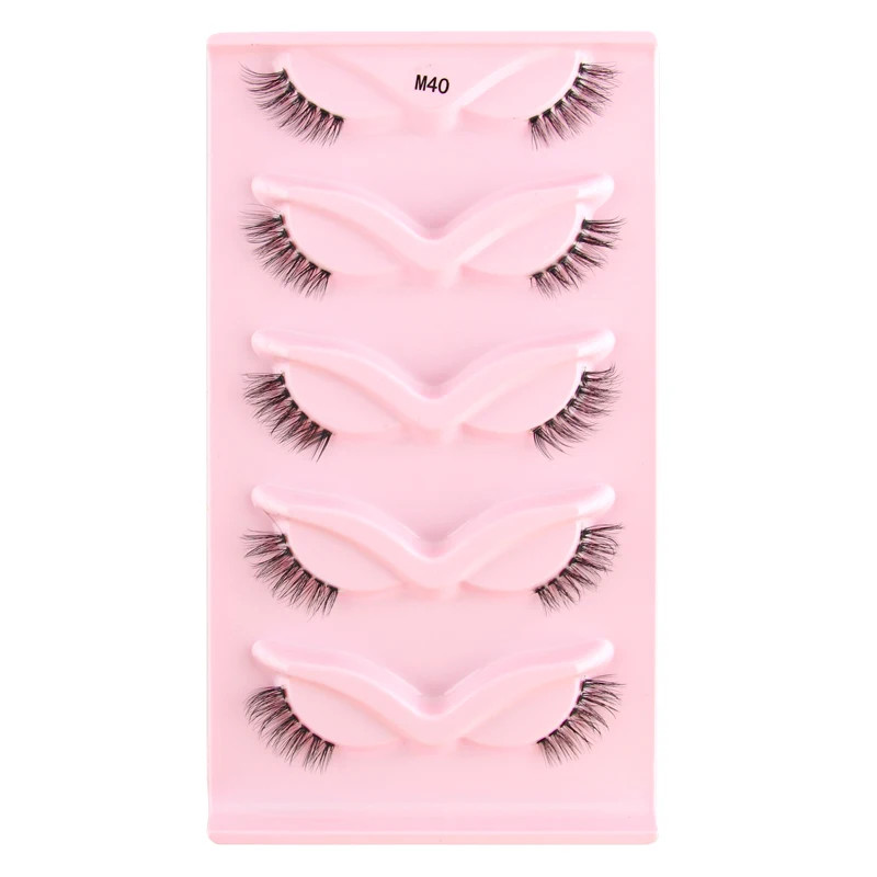 3/5 Pairs Cat Eye False Lashes Natural Short Fluffy Eyelashes Wispy Half False  