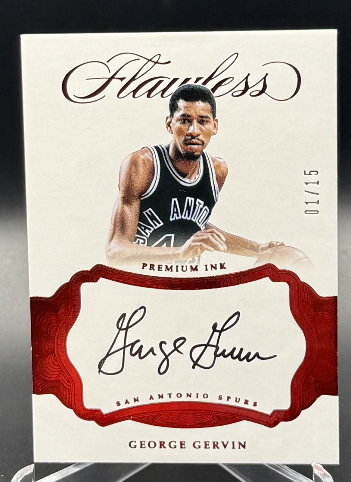 GEORGE GERVIN 2016-17 Panini Flawless Premium Ink Autographs Ruby 01/15 PI-GGR GEORGE GERVIN 2016-17 Panini Flawless Premium Ink Autographs Ruby 01/15 PI-GGR