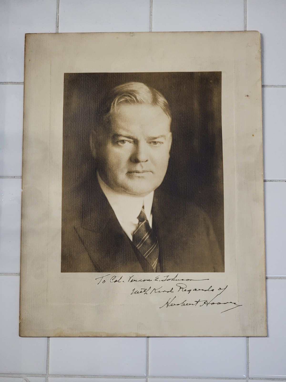 President Herbert Hoover HAND SIGNED LARGE 11 x 14 OFFICIAL WHITE HOUSE PORTRAIT