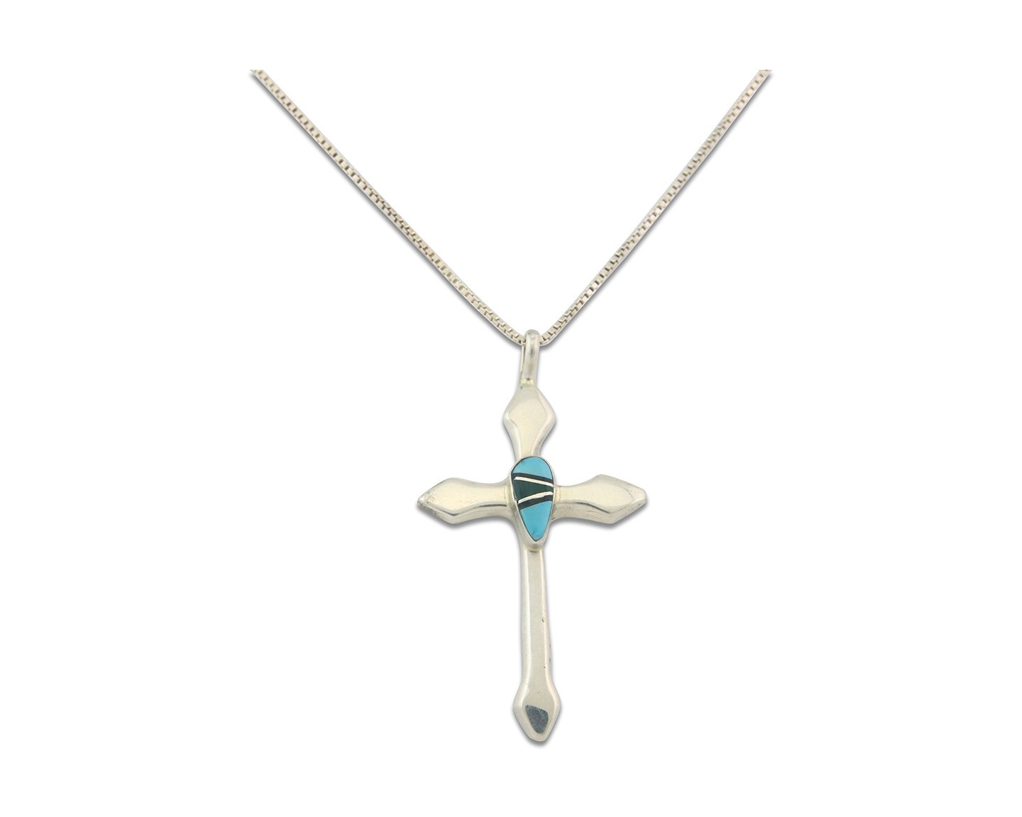 Navajo Cross Necklace Sterling Silver Authentic Natural Gemstones Signed M