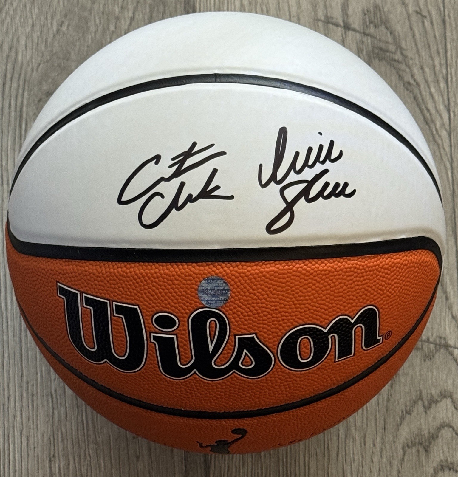 Caitlin Clark - Sophie Cunningham - DUAL Autographed Full Size Basketball w/COA Caitlin Clark - Sophie Cunningham - DUAL Autographed Full Size Basketball w/COA