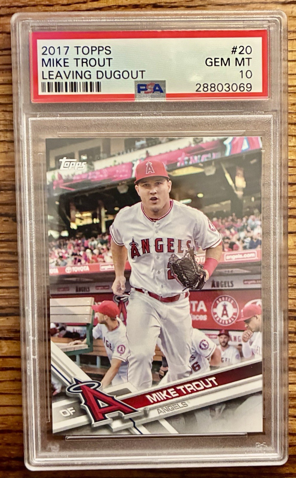 2017 Topps Mike Trout Leaving Dugout #20 PSA 10 GEM MINT 2017 Topps Mike Trout Leaving Dugout #20 PSA 10 GEM MINT