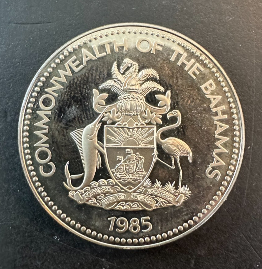 RARE 1985 Bahamas Two Dollars Coin-Thick Proof & Low Mintage-Only 7,500