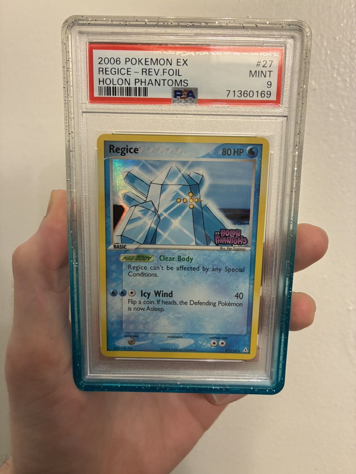 2006 POKEMON EX HOLON PHANTOMS REGICE #27/110 REVERSE STAMPED FOIL PSA 9