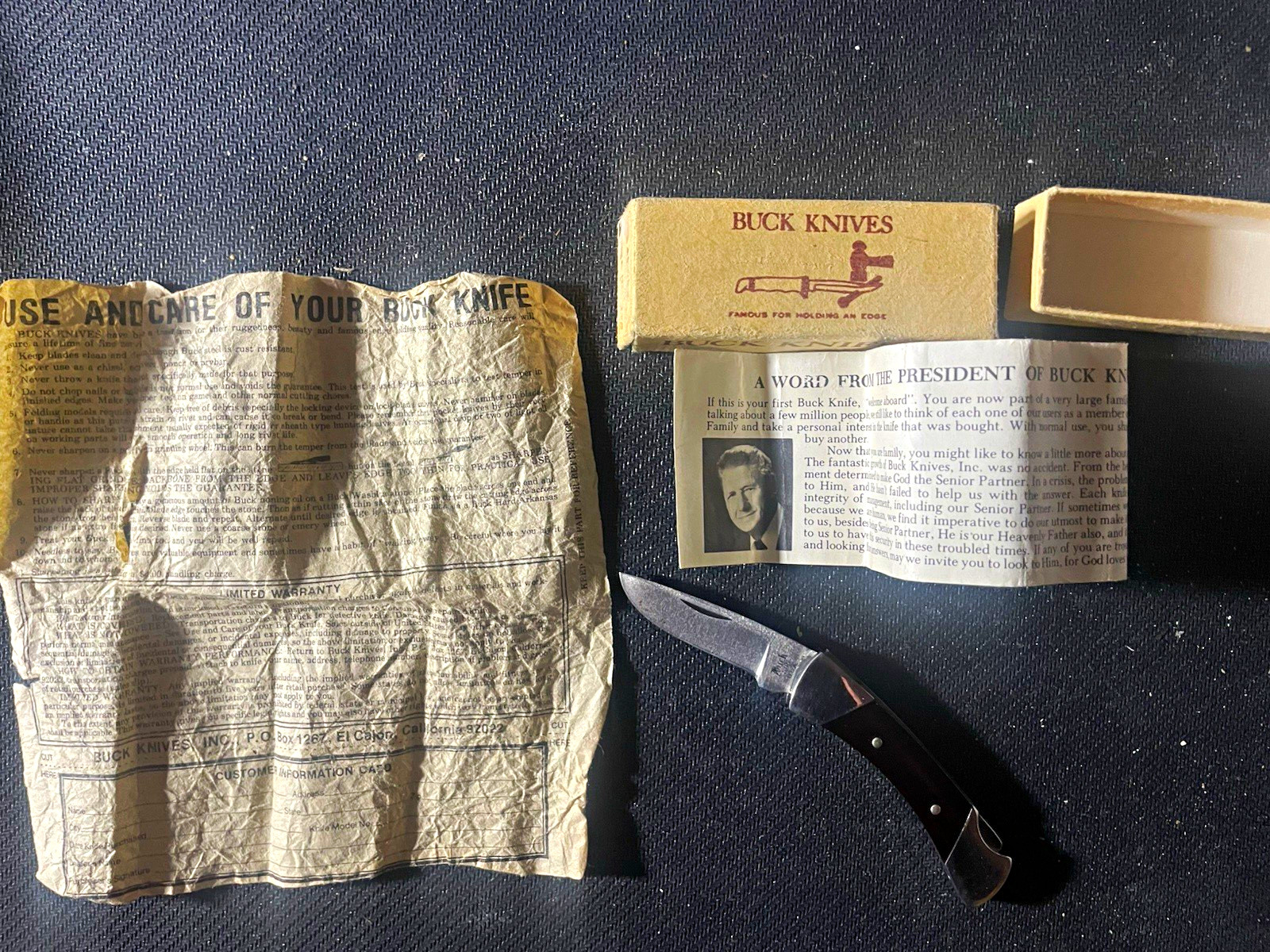 Vintage pre 1986 Buck505 Knight Black Micarta knife