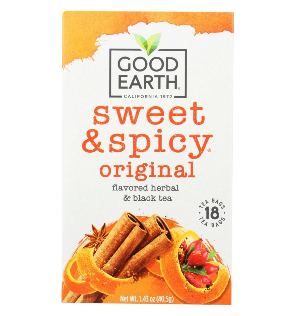 Good Earth Herbal & Black Tea, Sweet & Spicy Original, 18 Count  (Pack of 6)