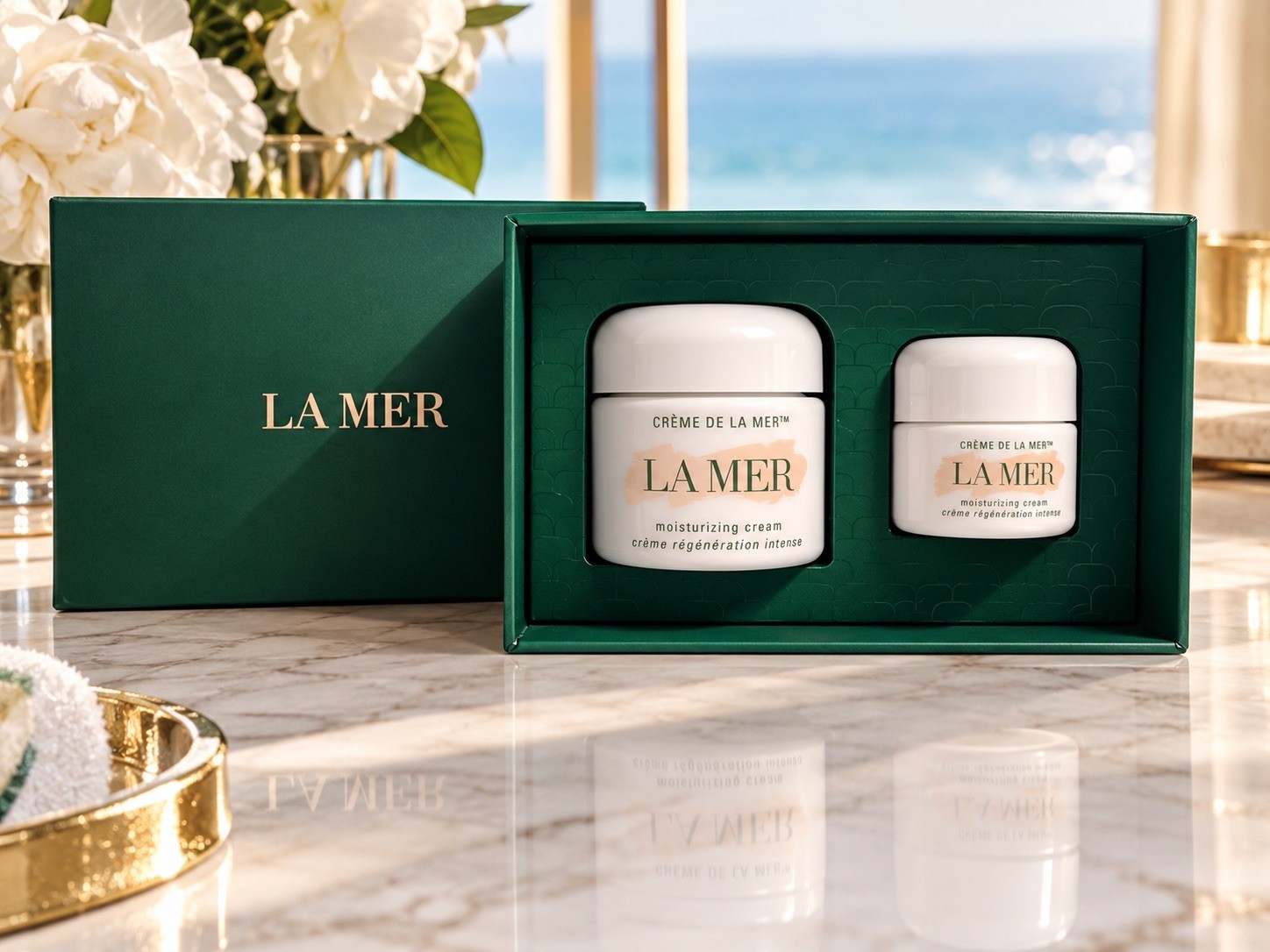 La Mer Creme De La Mer Moisturizing Cream Duet Set 2 Oz 60ml + .5 O15ml NEW