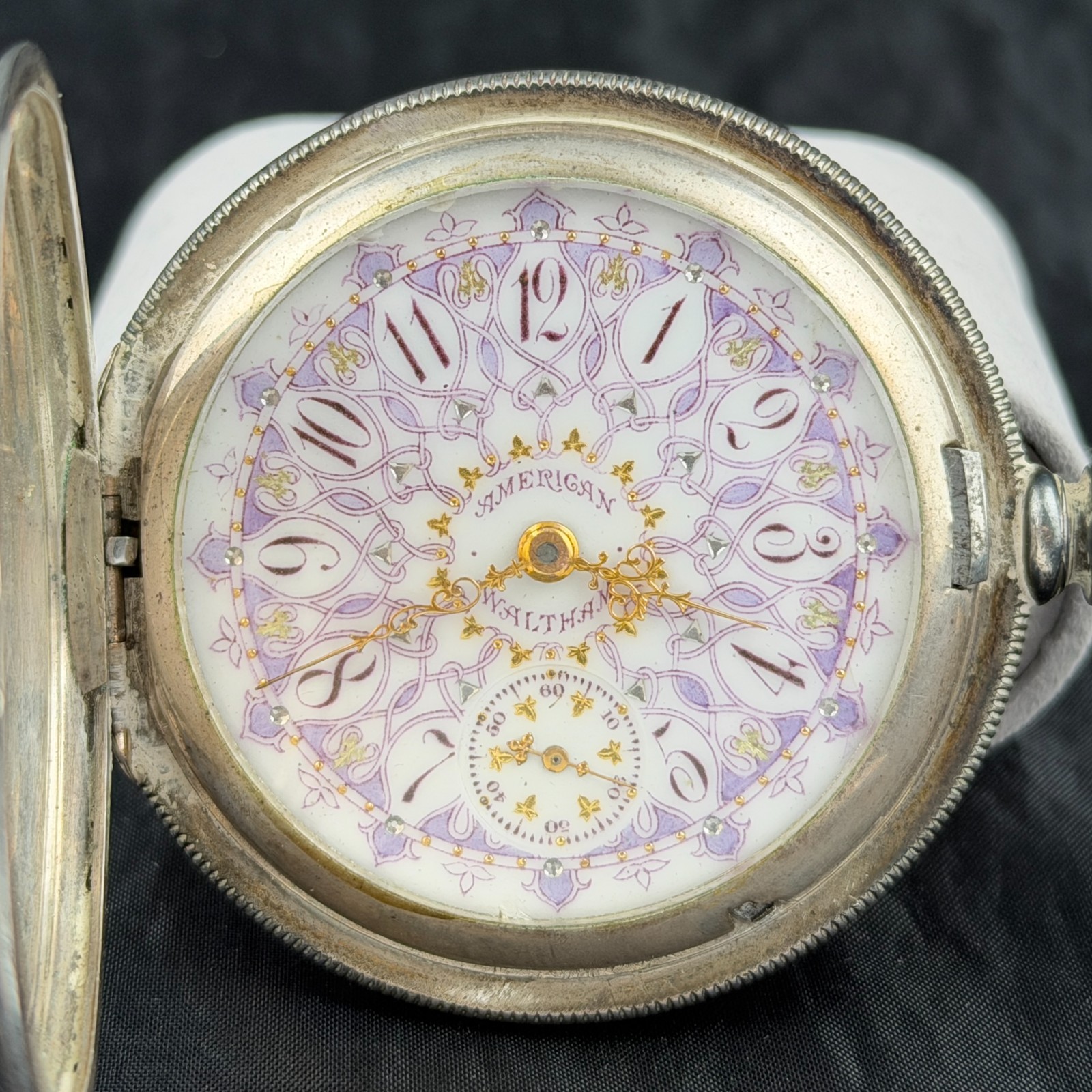 Antique 1897 Waltham 18s O’Hara Fancy Dial .925 Silver Hunter Pocket Watch Parts
