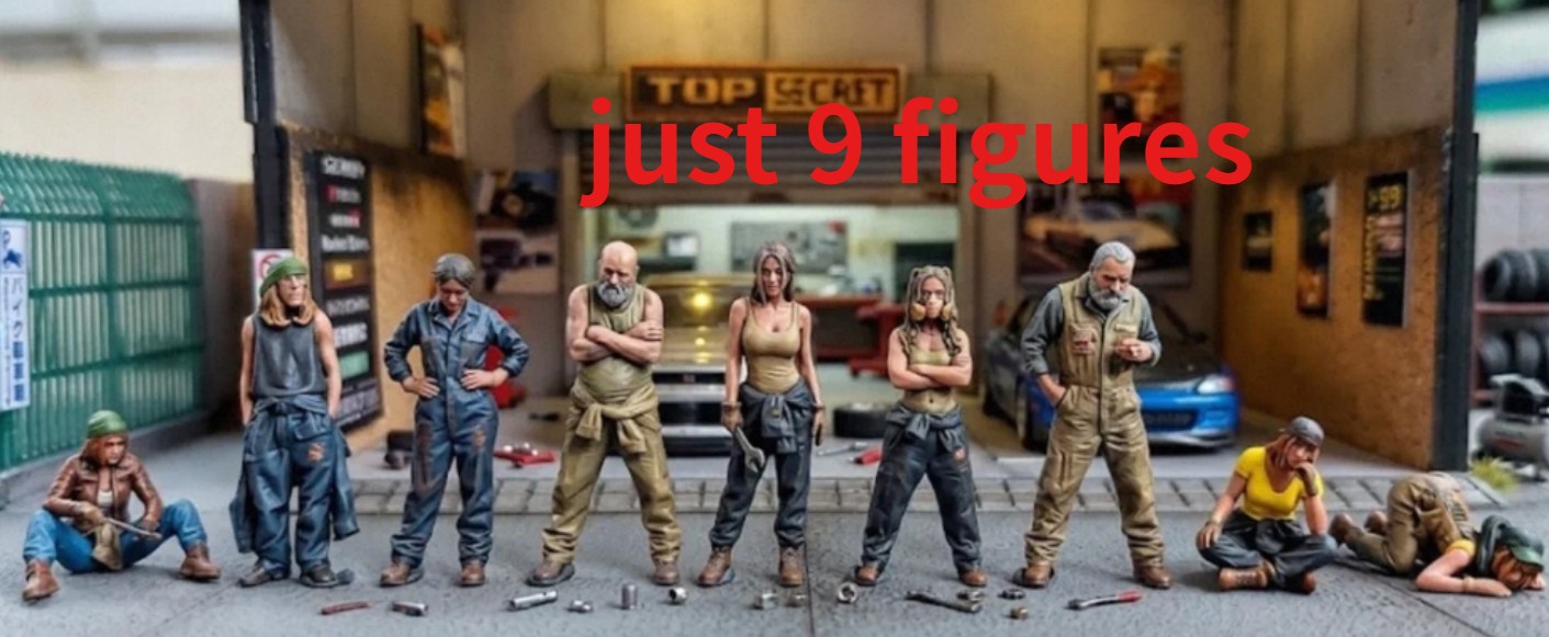 1/35 Scale Trendy Mechanic 9 Figures Unpainted Model Kit Resin Printed