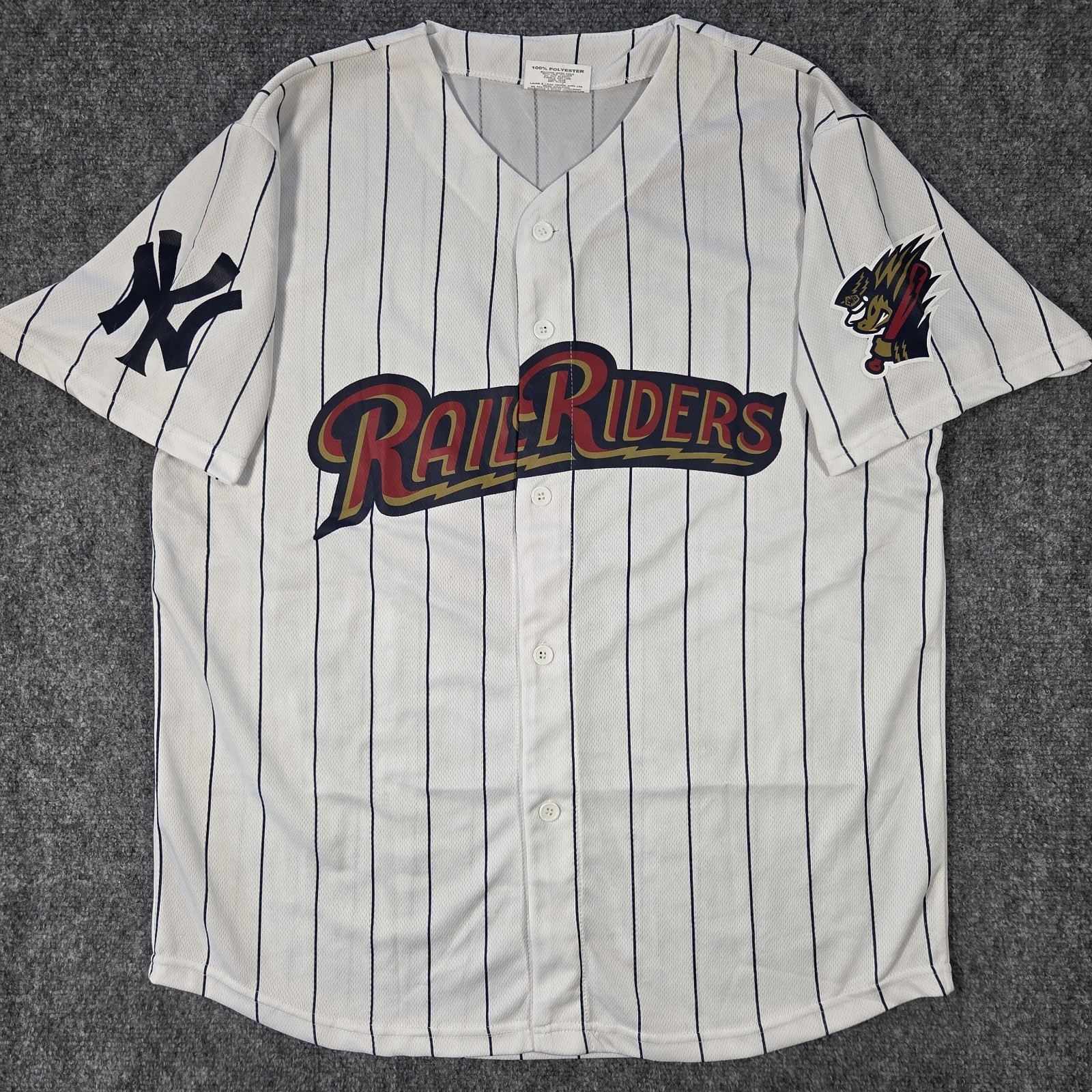 Scranton Wilkes-Barre Rail Riders SGA Jersey Mens XL White Yankees Fan #1 2013