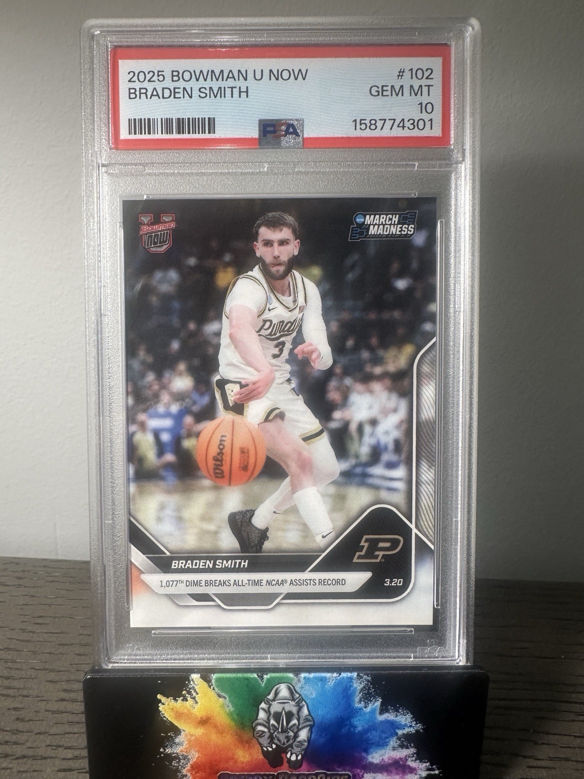 2025-26 Bowman U Now #102 Braden Smith PSA10 Assist Record/ Assist King Pop 7