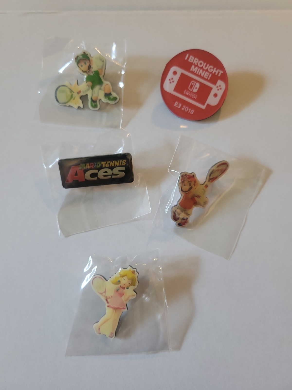 NEW Mario Tennis Aces E3 2018 Promo Pin Set Mario Luigi Peach Nintendo Switch LE NEW Mario Tennis Aces E3 2018 Promo Pin Set Mario Luigi Peach Nintendo Switch LE