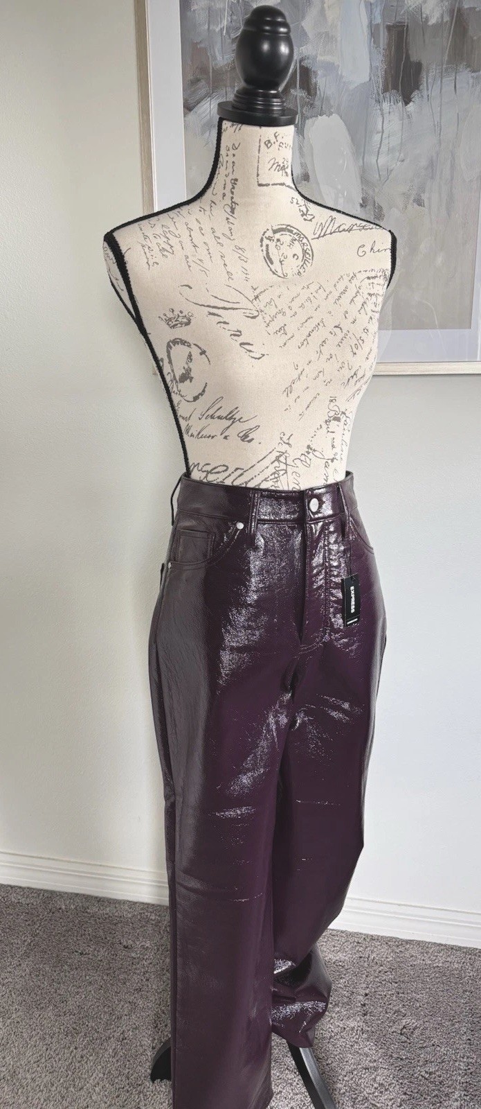 EXPRESS SHINY MODERN STRAIGHT SUPER HIGH RISE DRESS PANT DEEP PURPLE 4R NWT