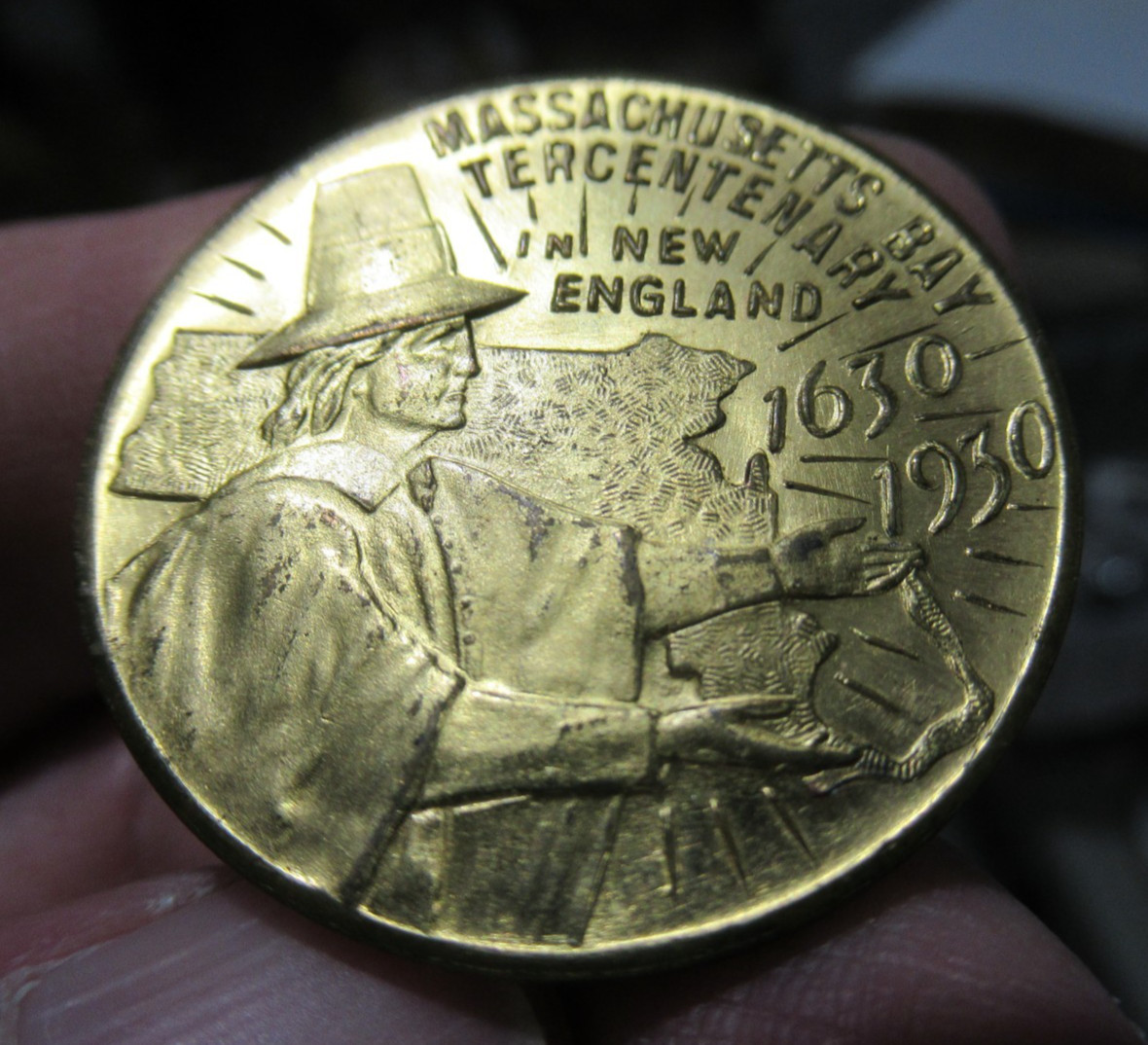 1930 Massachusetts Bay Tercentenary Souvenir Medal 1630-1930 Pilgrim Codfish UNC 1930 Massachusetts Bay Tercentenary Souvenir Medal 1630-1930 Pilgrim Codfish UNC