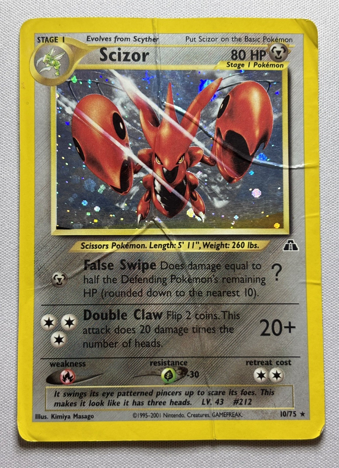 2001 Pokemon Neo Discovery Scizor Holo Rare 10/75 WOTC Vintage HP/DMG