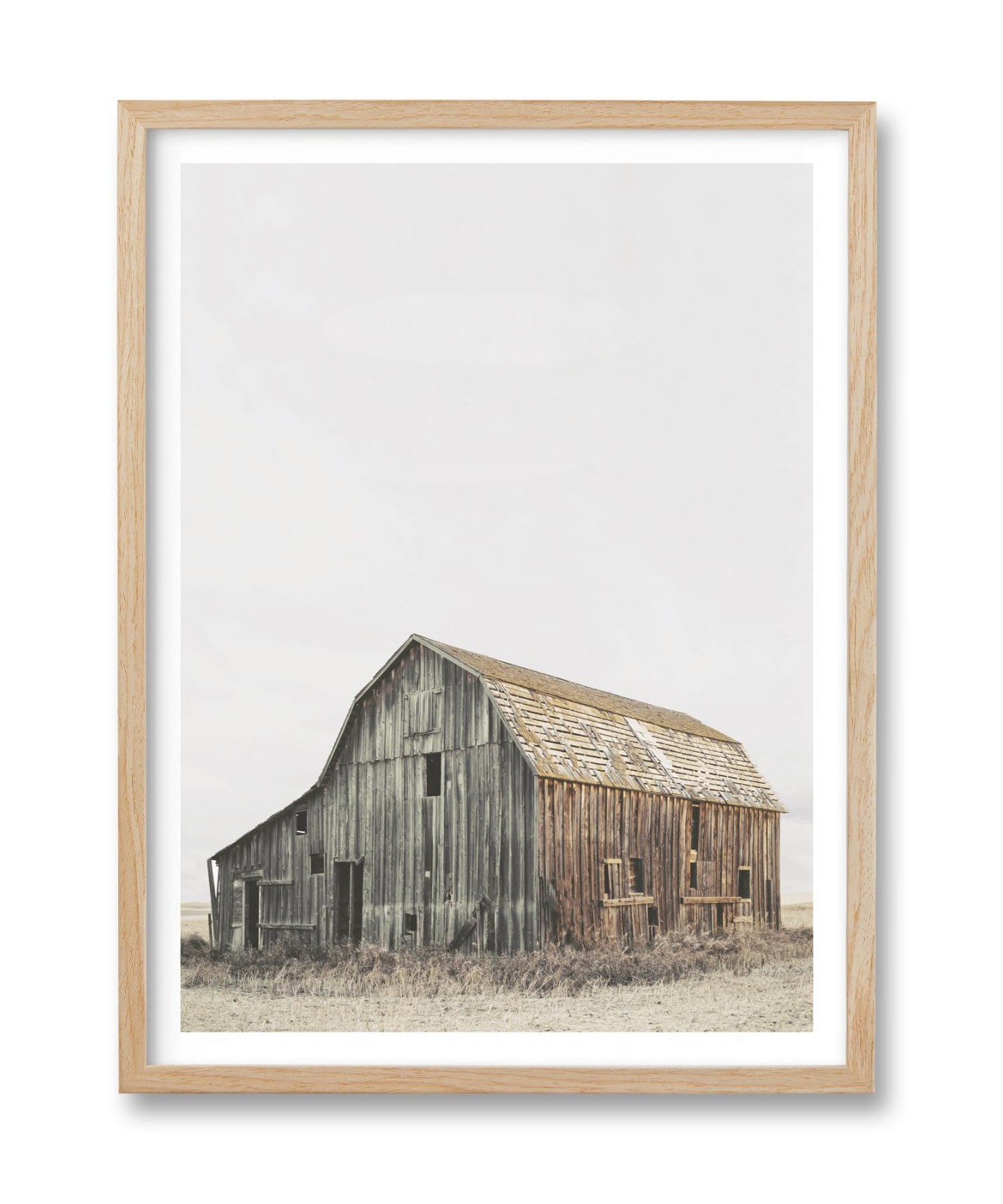 Rustic Barn Farmhouse Wall Art - Natural Oak Wood Frame, 12x16in Decor Rustic Barn Farmhouse Wall Art - Natural Oak Wood Frame, 12x16in Decor