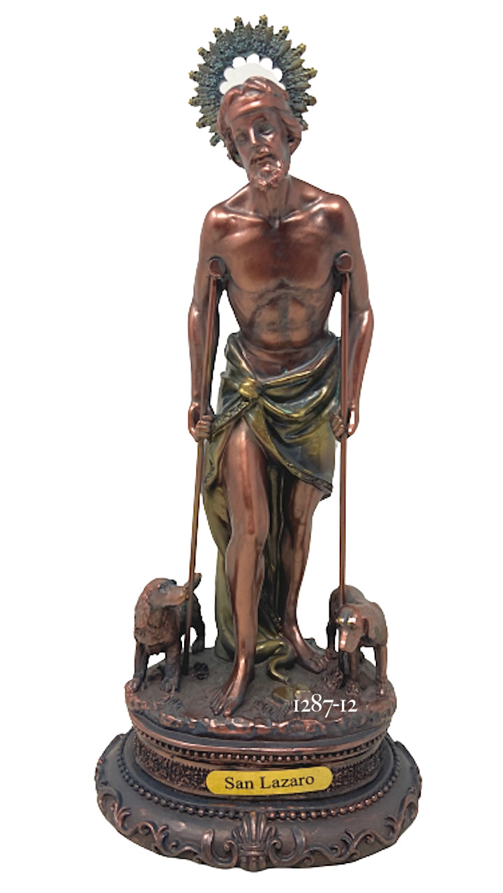 San Lazaro St Lazarus 13 Inch Bronce Color Resin Figurine San Lazaro St Lazarus 13 Inch Bronce Color Resin Figurine