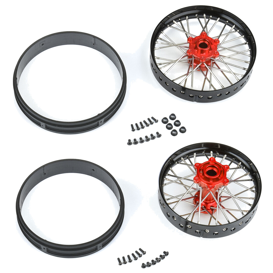 Pro-Line 1/4 Pro-Spec Alum V2 Bead Front / Rear Wheels Blk/Red (2) : Promoto-MX