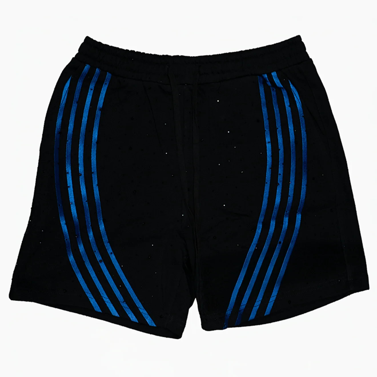 Watson Studios Bent Rhinestone Cotton Shorts Blck w/Blu Stripes Size L NWT $100 Watson Studios Bent Rhinestone Cotton Shorts Blck w/Blu Stripes Size L NWT $100