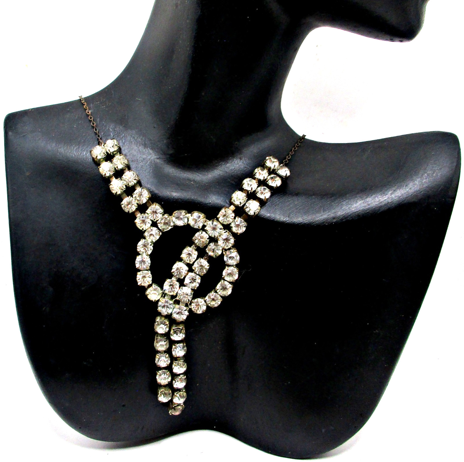 Vintage Signed Art Nouveau Deco Era Czechoslovakia Czech Glass Tassel Necklace