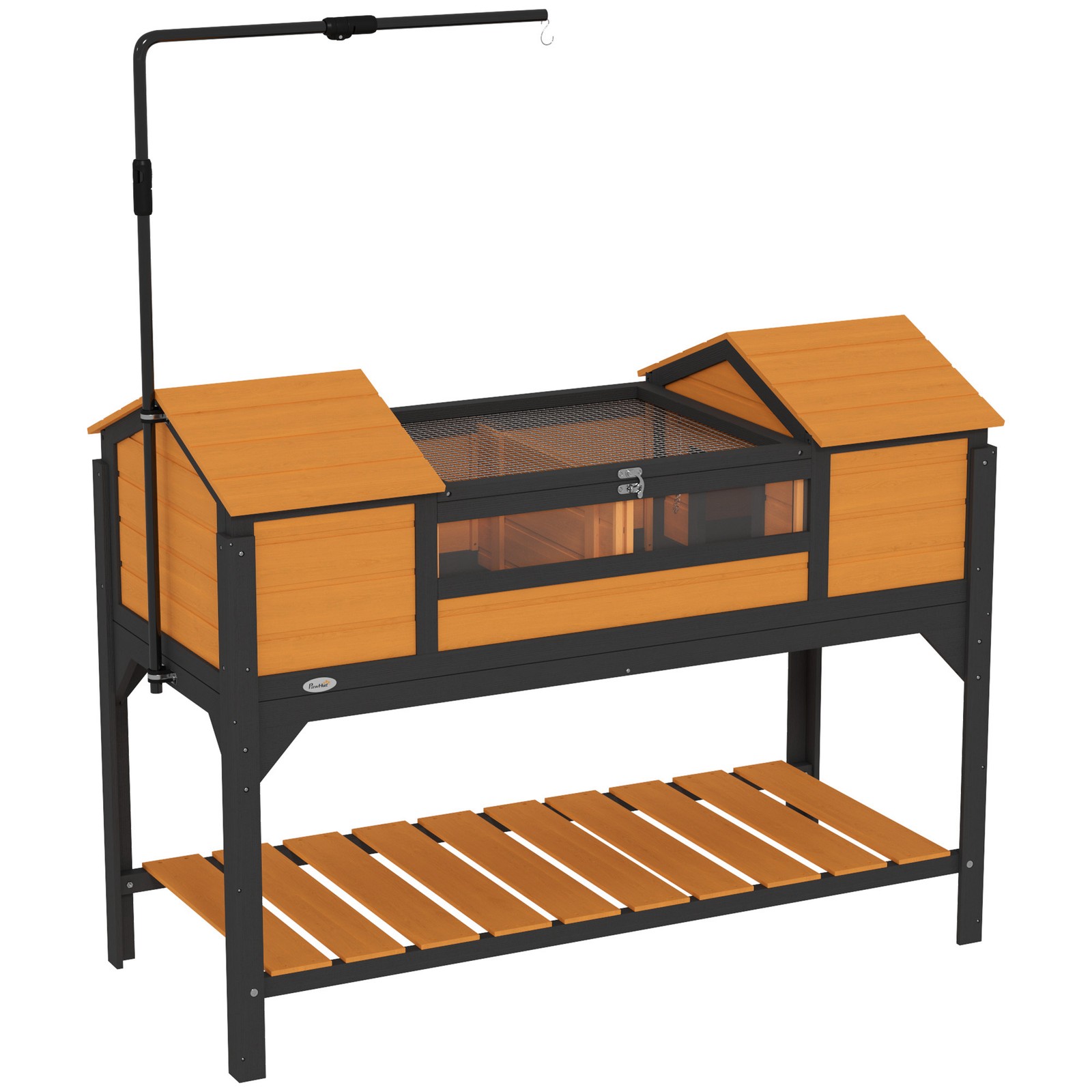 Wooden Tortoise Habitat W/ Adjustable Lamp Holder 2 Houses, Yellow