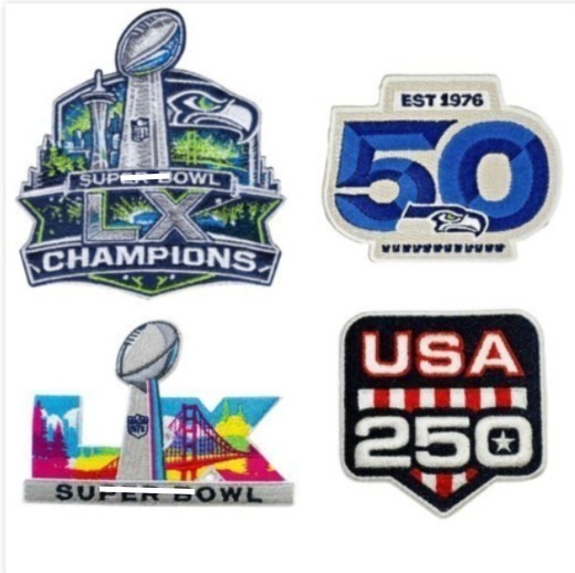 Seahawks 50th Anniversary Embroidery iron on Patch 4 PC Super B.
