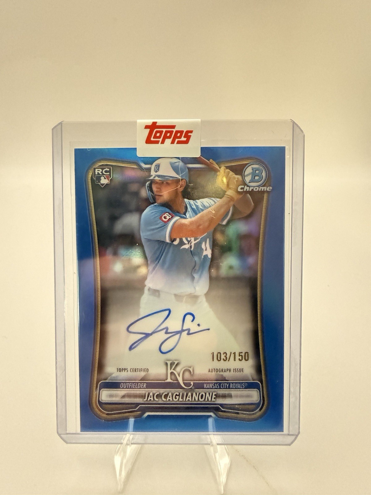 2026 Bowman Chrome Jac Caglianone RC Auto Blue Refractor /150 Sealed Royals