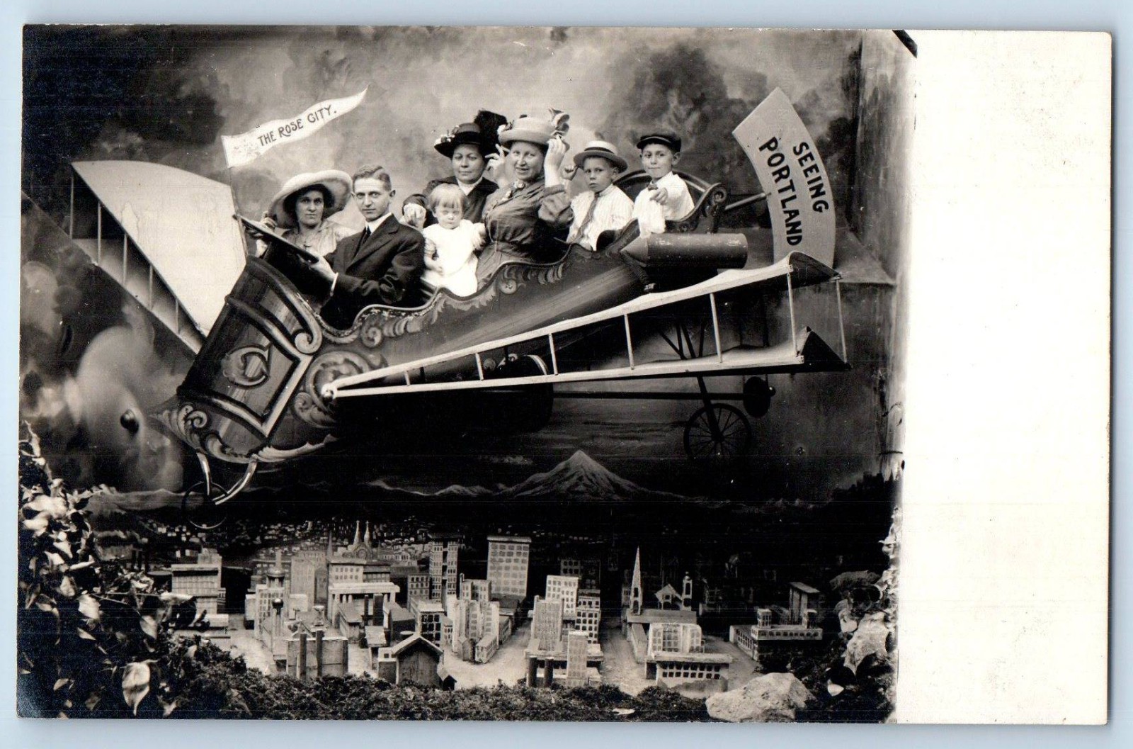 c1910's Family Seeing Portland The Rose City Portland OR RPPC Photo Postcard