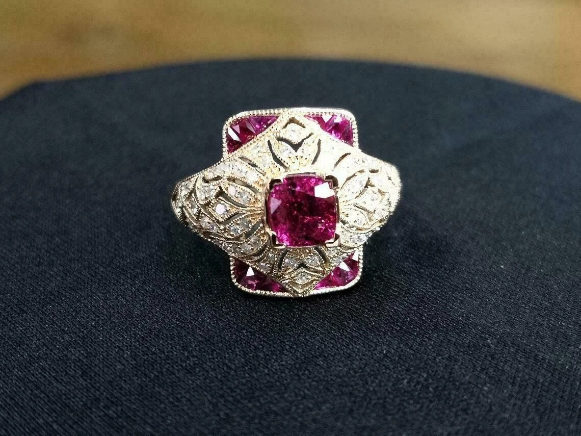 Style 3.45 Ct Red Ruby & Lab Created Diamond Engagement 925 Silver Ring Style 3.45 Ct Red Ruby & Lab Created Diamond Engagement 925 Silver Ring