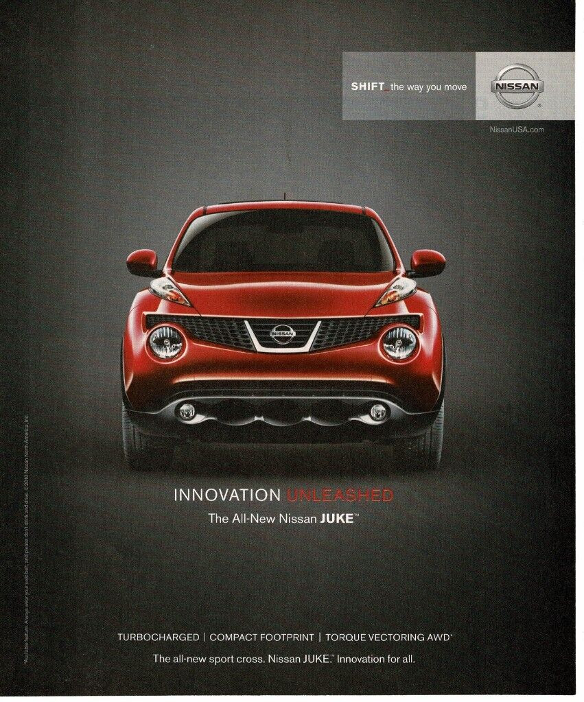 2011 Nissan Juke red Vintage Print Ad Innovation Unleashed
