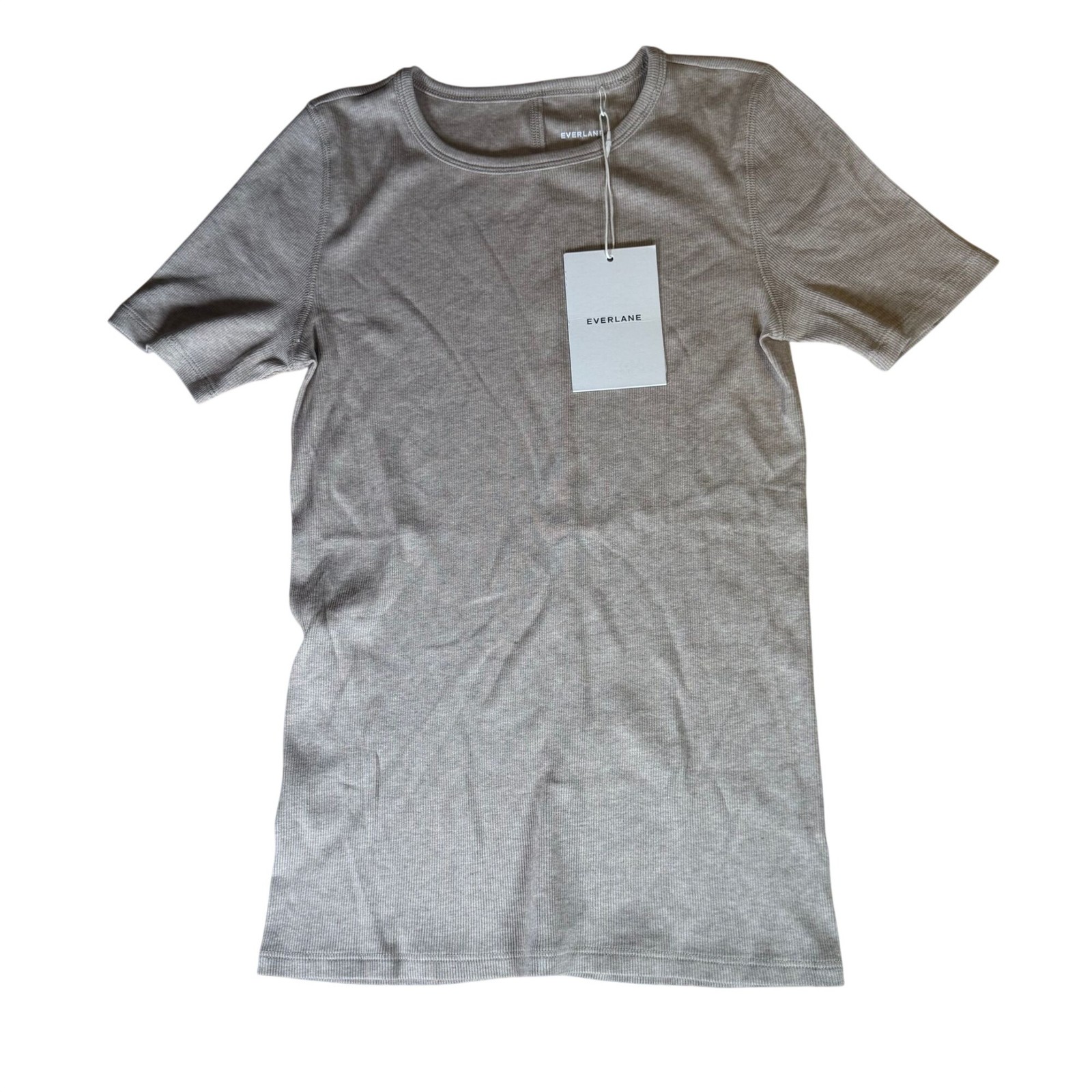 Everlane The Luxe Micro-Rib Crew Women\'s Size Small Heathered Tan New With Tags