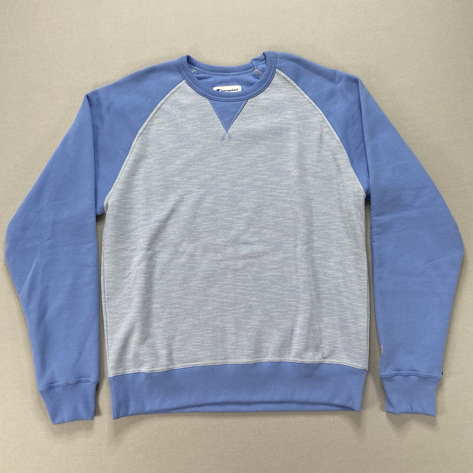 Champion Mens Powerblend Fleece Pullover Striped Crewneck Sweatshirt Blue Size M Champion Mens Powerblend Fleece Pullover Striped Crewneck Sweatshirt Blue Size M