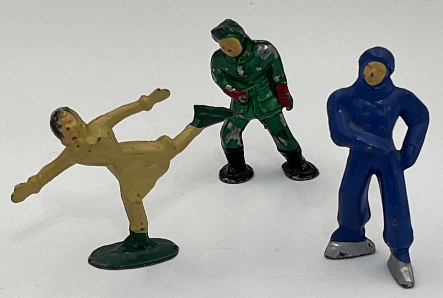 Vintage Barclay Lead Winter Scene Three Figures with Two Ice Skaters