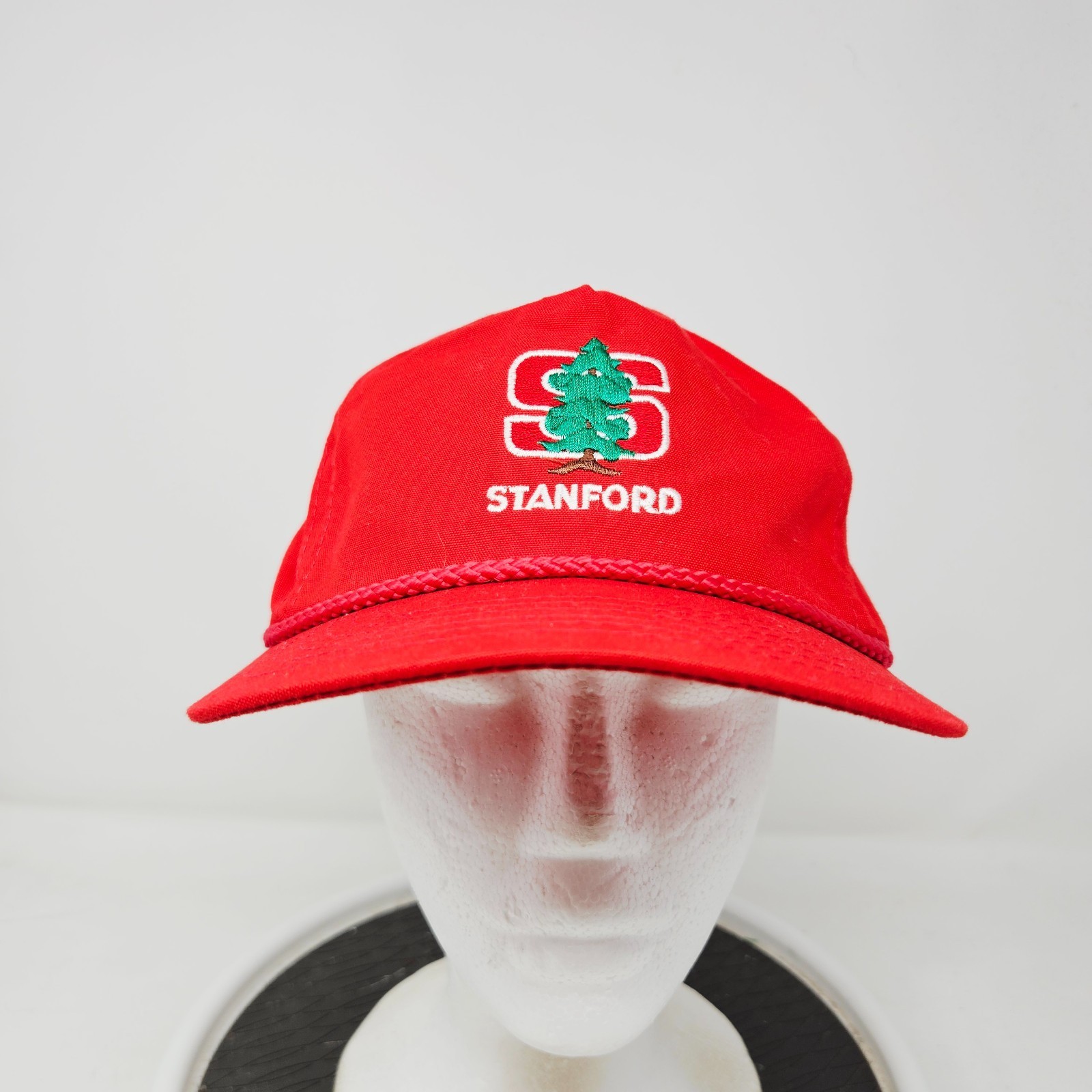 Vintage Stanford University Trucker Hat Rope Adjustable 80s NCAA Red