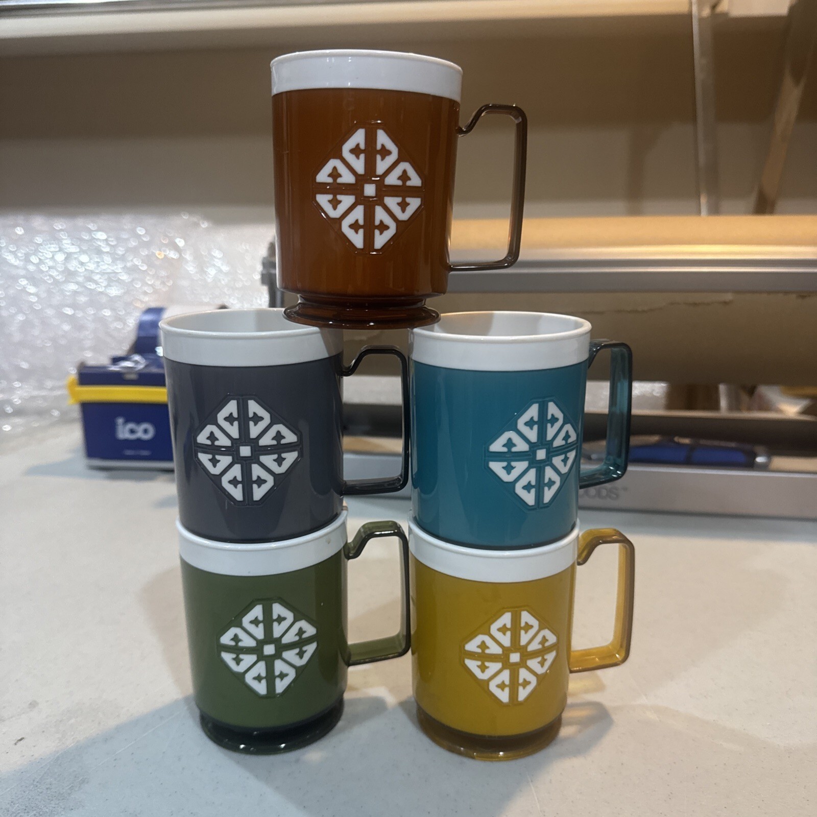 Vtg 1970 plastic coffee mugs made by Chalet of Chicago