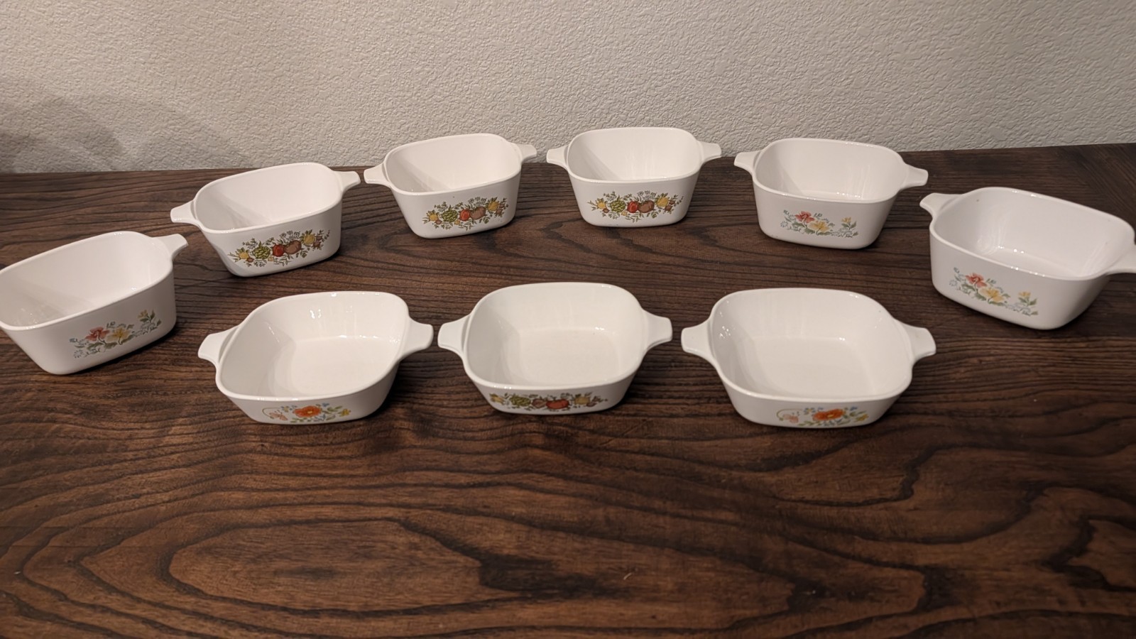 9 Vintage Corning Ware Petite Pans P-41-B P-43-B Spice of Life Wildflower Meadow