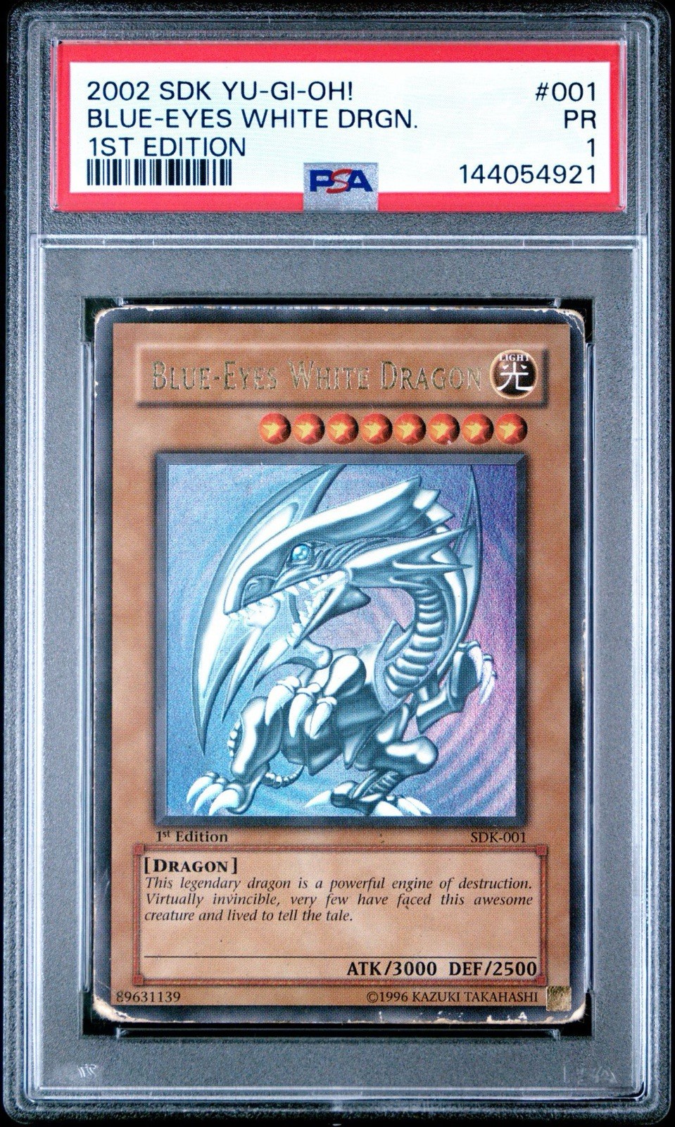 2002 YuGiOh SDK-001 Blue-Eyes White Dragon 1st Edition Starter Deck Kaiba PSA 1 2002 YuGiOh SDK-001 Blue-Eyes White Dragon 1st Edition Starter Deck Kaiba PSA 1