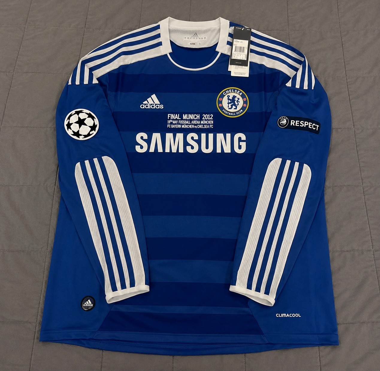 Drogba Chelsea Champhions League 2012 Munich Final Retro Long Sleeve Jersey