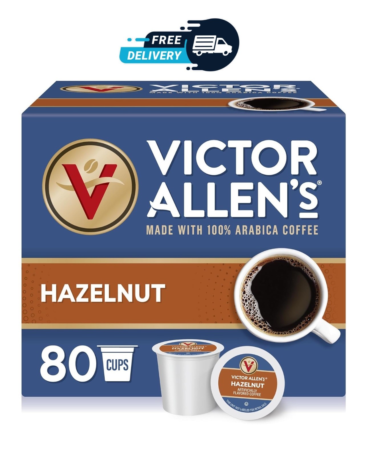 Victor Allen's Coffee Hazelnut Flavored, Medium Roast, 80 Count