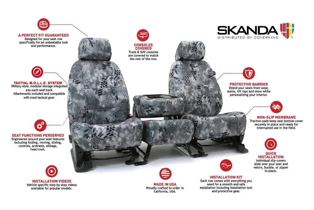 Gray Front Seat Covers Set Kryptek Urban Camo Custom fit Nissan Titan 2016-24