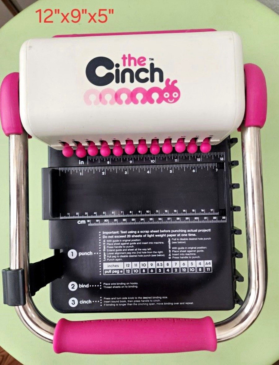 We R Memory Keepers The Cinch Binding Machine Pink/White Book Binder