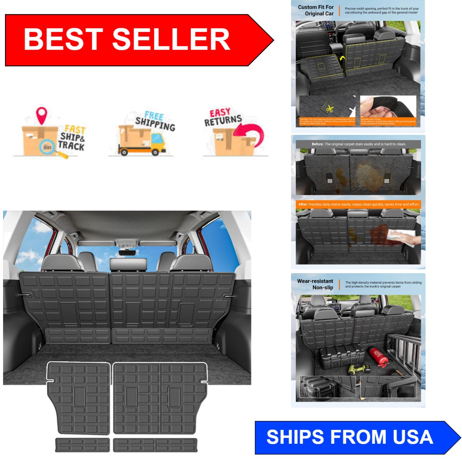 High-Quality TPE Backrest Mat for 2019-2024 Subaru Forester - Protect Your Trunk