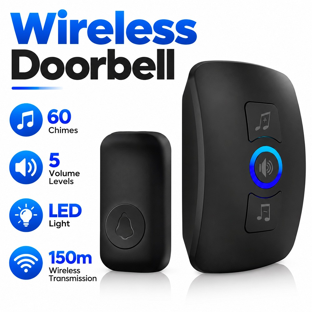 500ft Range Wireless Doorbell Plug In Chime Apartment Front Door Visitor Bell