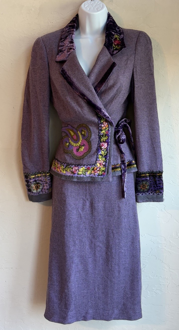 Vintage Y2K Renato Nucci NWT M L Whimsigoth Fairy Co-ord Skirt Suit Set Velvet