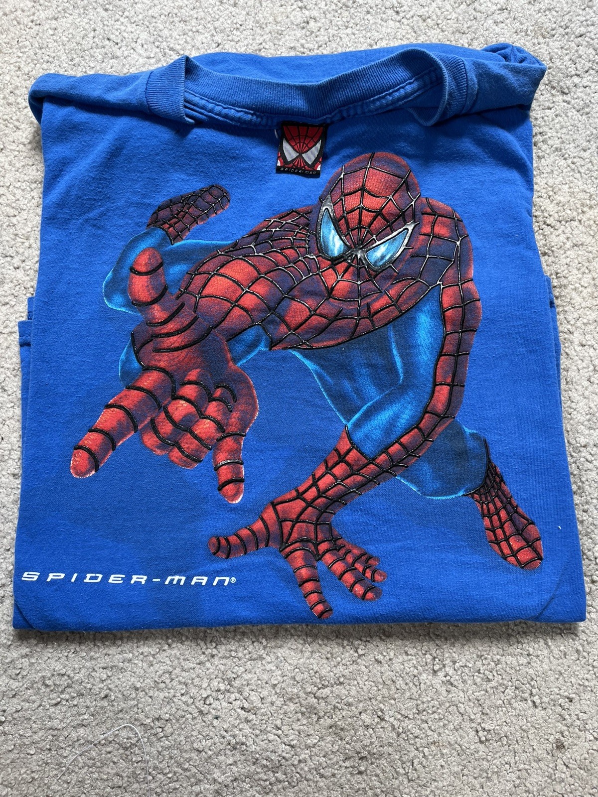 VTG Y2K Spiderman Shirt Large Blue 2002 Spider-Man Movie Promo Great Shape VTG Y2K Spiderman Shirt Large Blue 2002 Spider-Man Movie Promo Great Shape