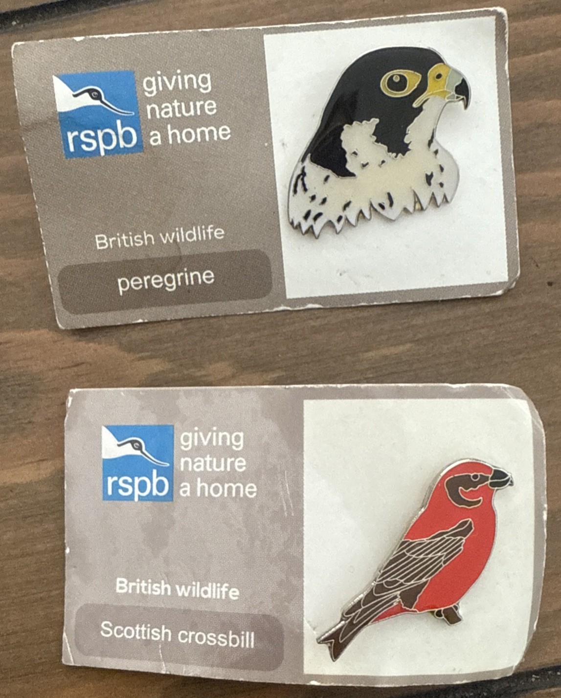 RSPB SCOTTISH CROSSBILL & Peregrine Pin Badge British Wildlife RSPB SCOTTISH CROSSBILL & Peregrine Pin Badge British Wildlife