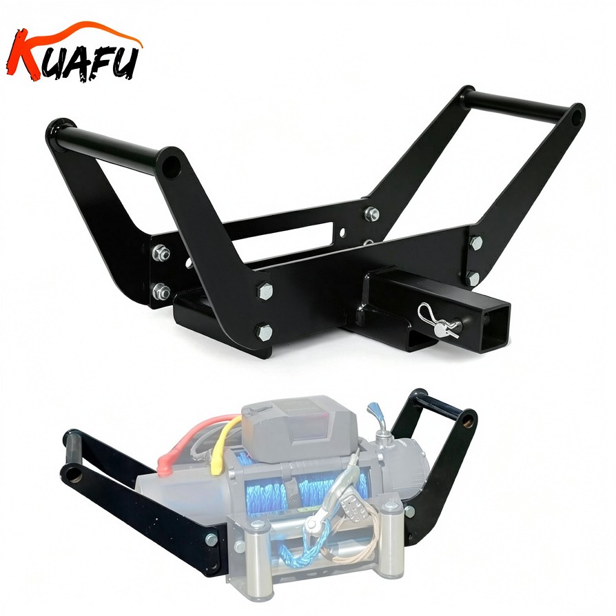 Foldable Winch Mounting Plate Cradle Mount For 2'' Hitch Receiver 4WD SUV Truck